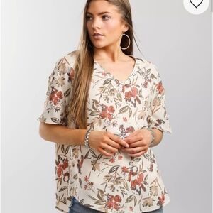 Buckle Cream Floral V-Neck Blouse